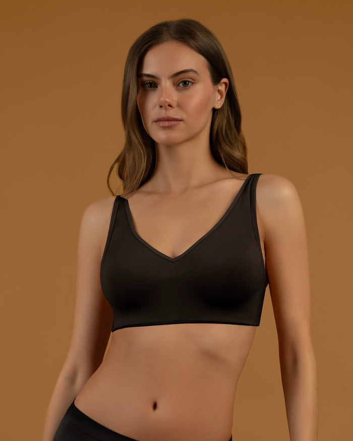Women's Seamless V-Neck Comfort Bra – Wireless Molded Cups